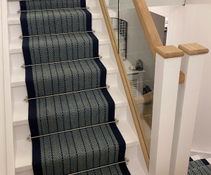 Herringbone navy stair runner